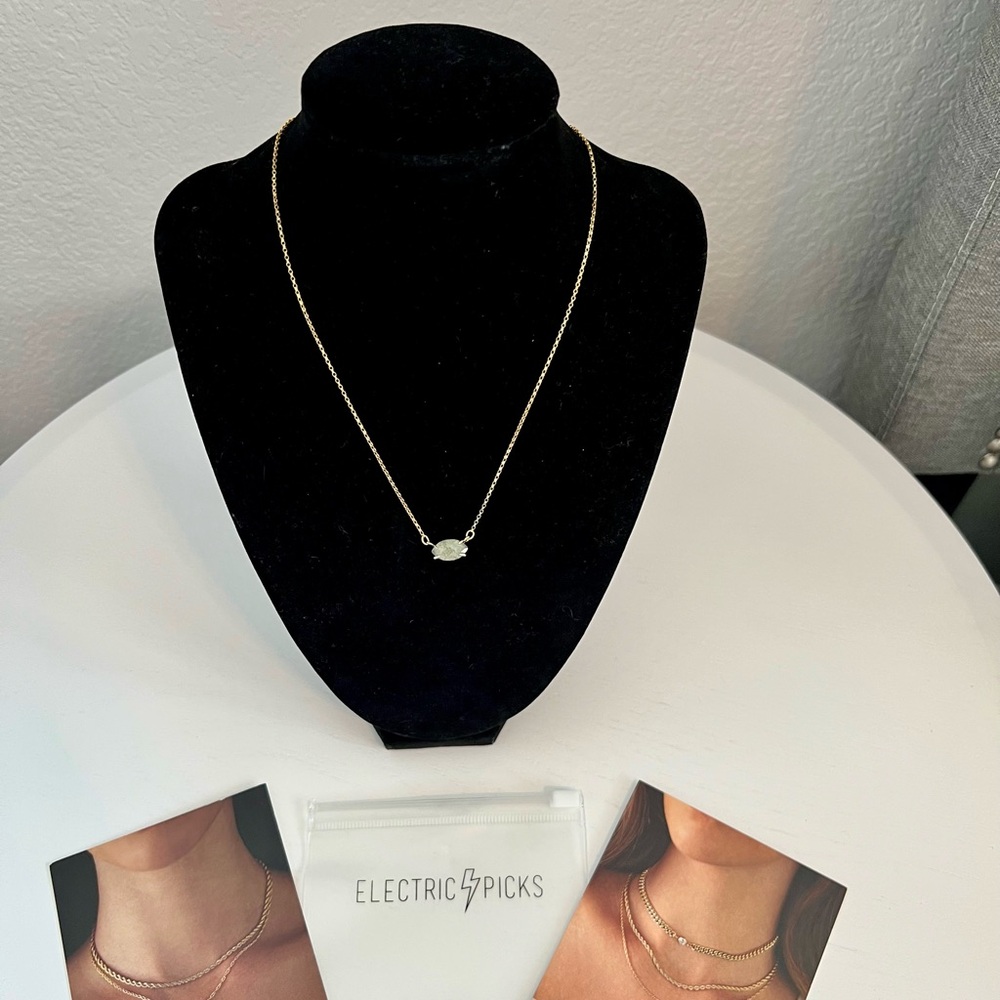 NWT Electric Picks Yellow Gold Semi-Charmed Labradorite Necklace Chain Pendant